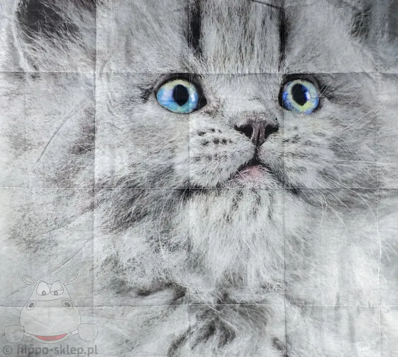 Nakrycie na łóżko z szarym kotem - pikowanie