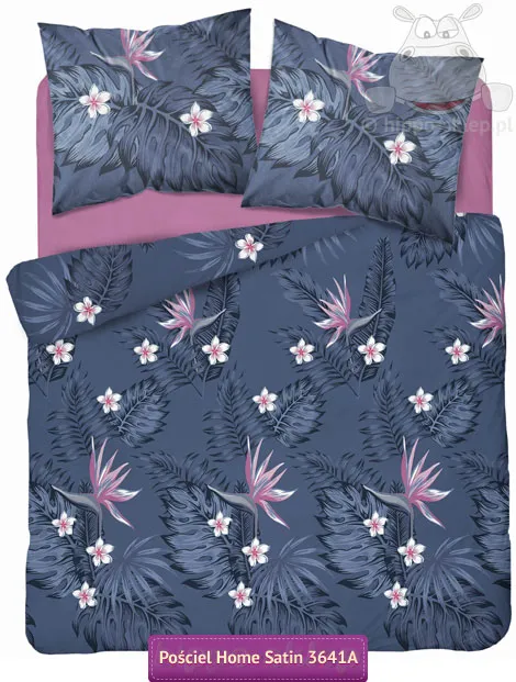 Granatowo-szara pościel z bawełny satynowej 160x200 lub 150x200