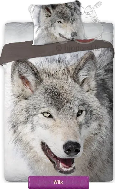 Pościel z wilkiem szarym 140x200, 150x200 lub 160x200, beżowo-brązowa