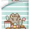 Pościel Pusheen z kotem Puszinem 140x200, miętowa