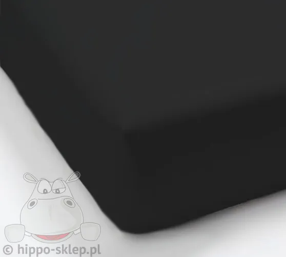 Czarne prześcieradło jersey z gumką 90x200