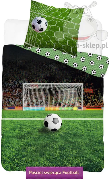 Świecący komplet pościeli z boiskiem sportowym i piłką 140x180