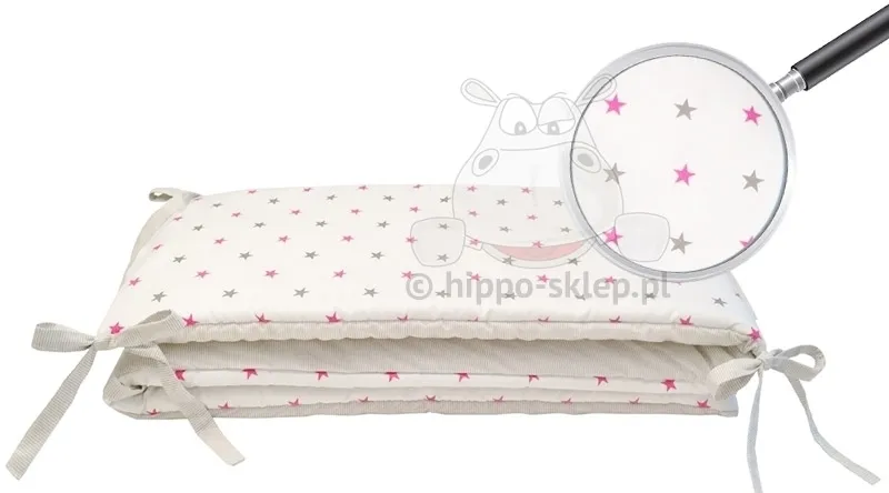 Pościel z ochraniaczem 3-częściowej w szaro różowe gwiazdki Bebaby 80x120 lub 90x130