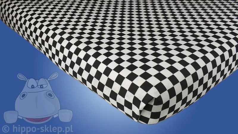 Prześcieradło w czarno białą szachownicę