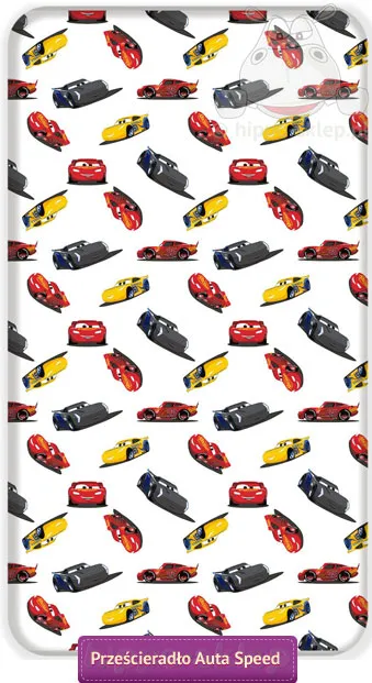 Prześcieradło Auta Cars 3 Disney 90x200, białe