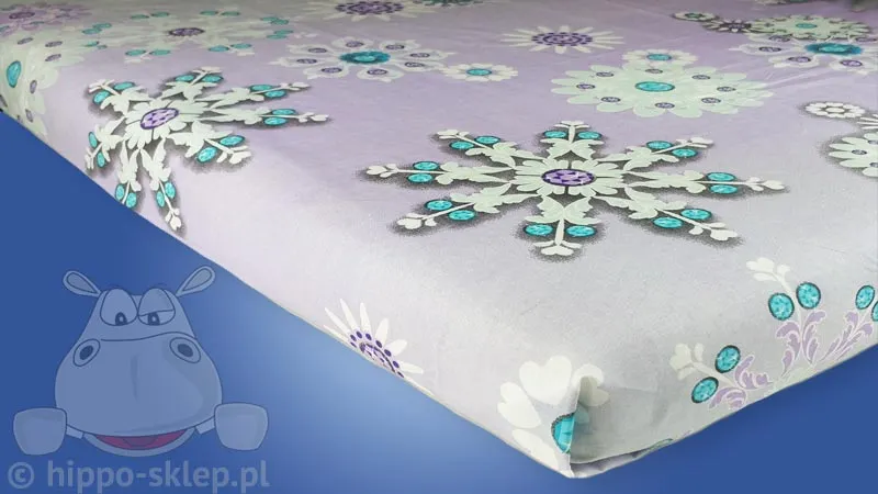 Bawełniane prześcieradło w kwiatki 140x200, lawendowe