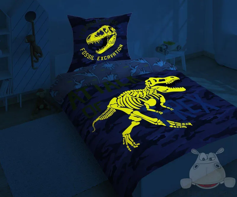 Pościel z dinozaurem T-rex - elementy świecące w ciemności