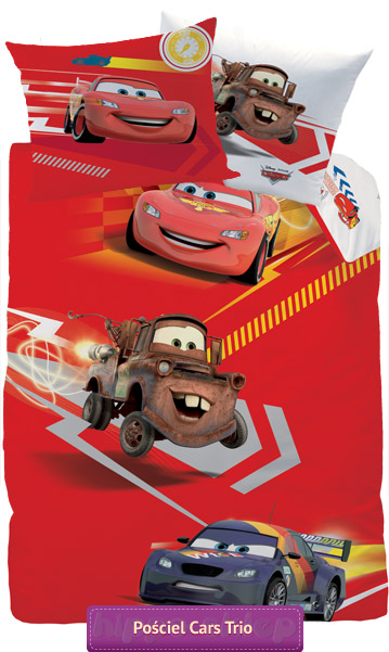 Pościel dziecięca Auta Disney Cars Trio 100x135 + 40x60, czerwono-biała