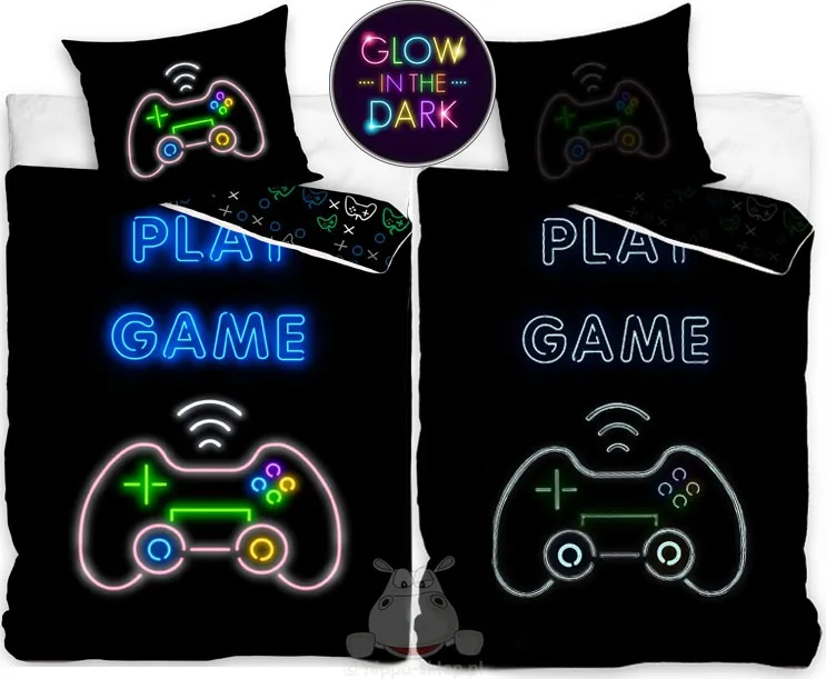 Czarna pościel świecąca z game padem 120x160, 140x180