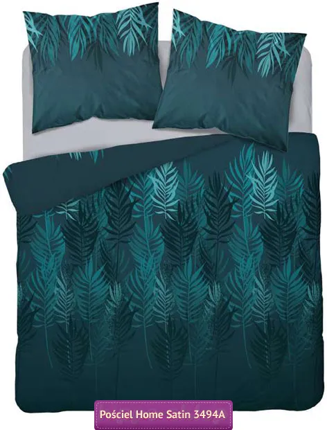 Pościel bawełna satynowa tropikalne liście 200x220 zielona