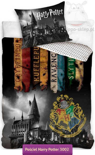 Pościel Harry Potter Hogwart 160x200 lub 140x200, czarna