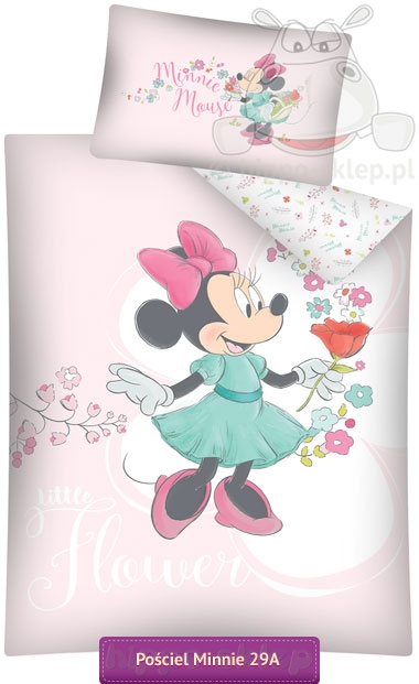 Pościel Myszka Minnie Mouse do łóżeczka 90x120, 90x130, 80x120, różowa