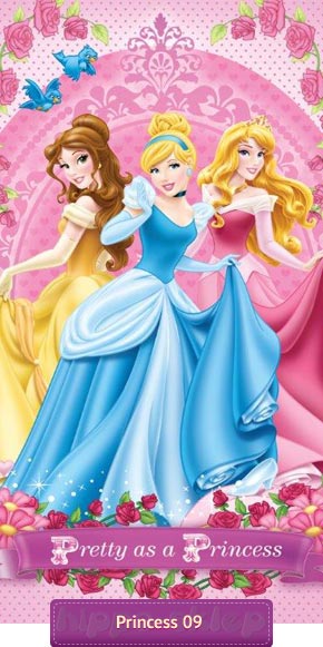 Ręcznik ze Śpiąca Królewną, Kopciuszkiem i Bellą - Księżniczki Disney 70x140, różowy