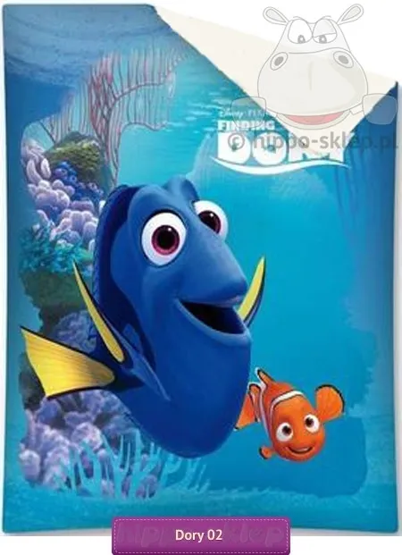 Narzuta z rybką Dory 140x195, niebieska