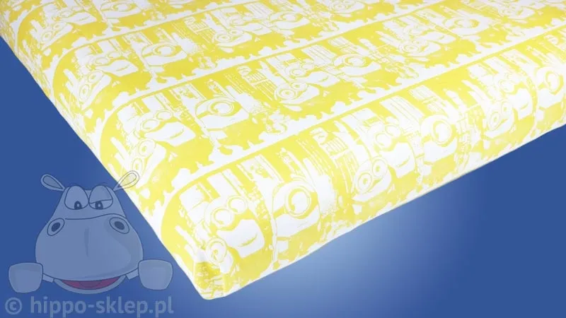 Prześcieradło Minionki 140x200 żółto białe