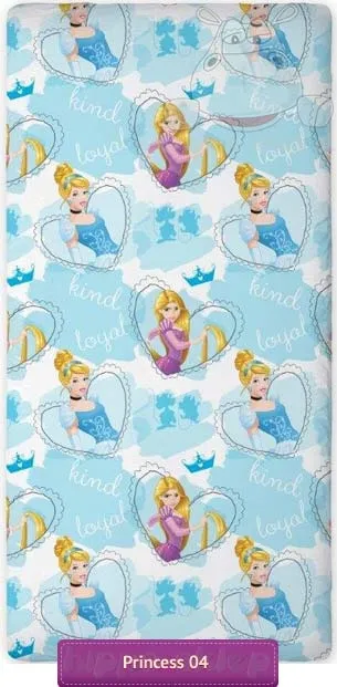 Prześcieradła Księżniczki Princess 90x200 niebieskie, z gumką