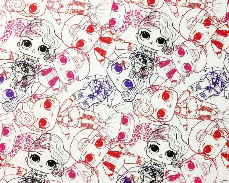 Białe prześcieradło z laleczkami LOL dla dziewczynki