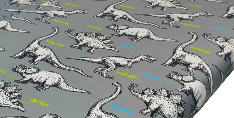 Szare prześcieradło z Dinozaurami