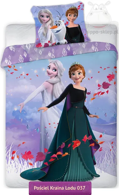 Pościel Anna i Elsa Kraina Lodu Disney 140x200 150x200 lub 160x200, niebiesko-fioletowa