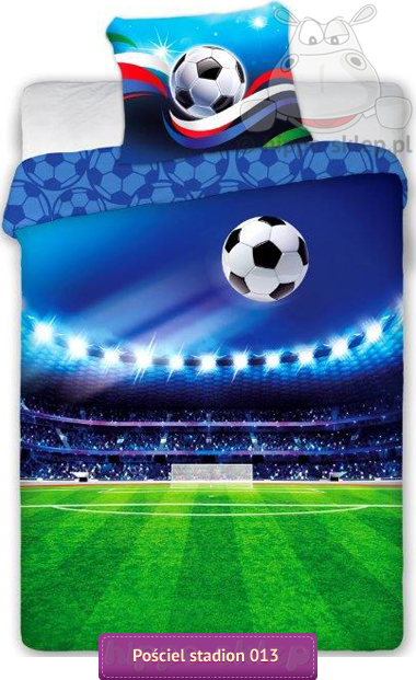 Bawełniana pościel stadion piłkarski z piłką 140x200, 150x200, niebiesko-zielona