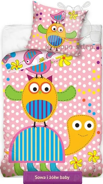 Mała pościel dziecięca z żółwiem i sowa 100x135, 130x90 i 120x90