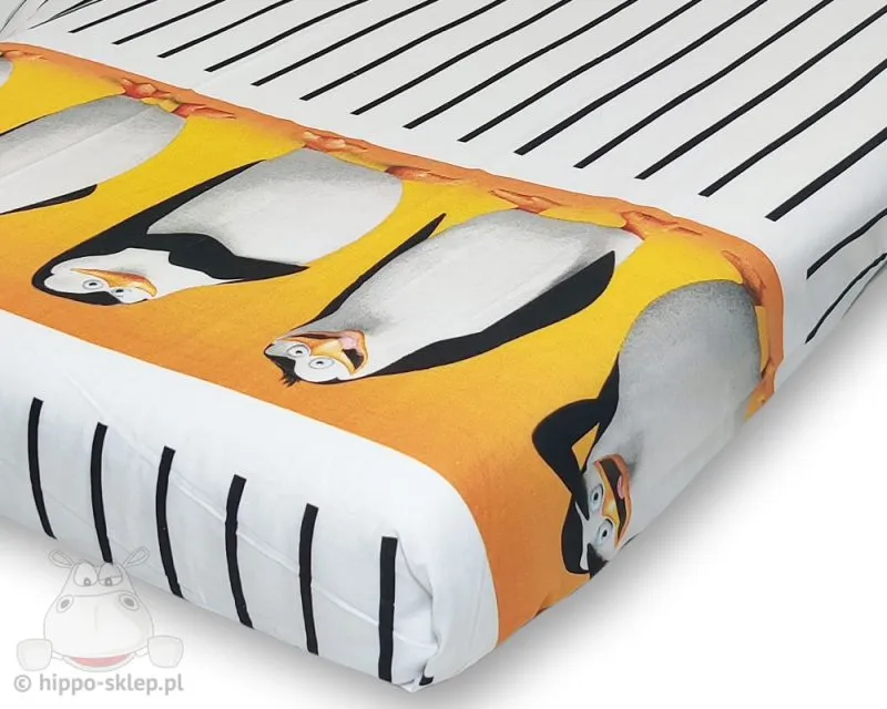 Prześcieradło Pingwiny z Madagaskaru 140x200