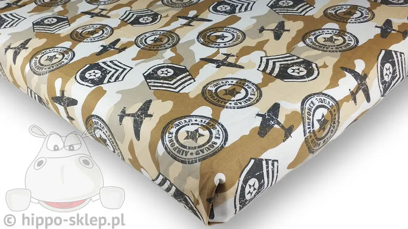 Prześcieradło pustynna panterka army 140x200, beżowo-brązowe