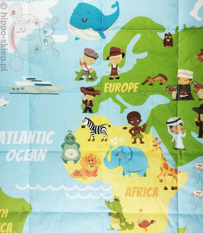 Pikowana narzuta na łóżko dziecka Mapa świata