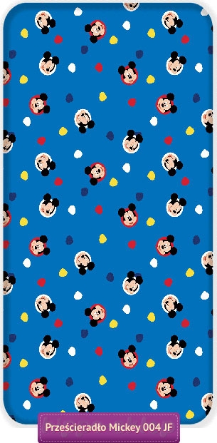 Prześcieradło Mickey Mouse z gumką, 90x200 niebieskie