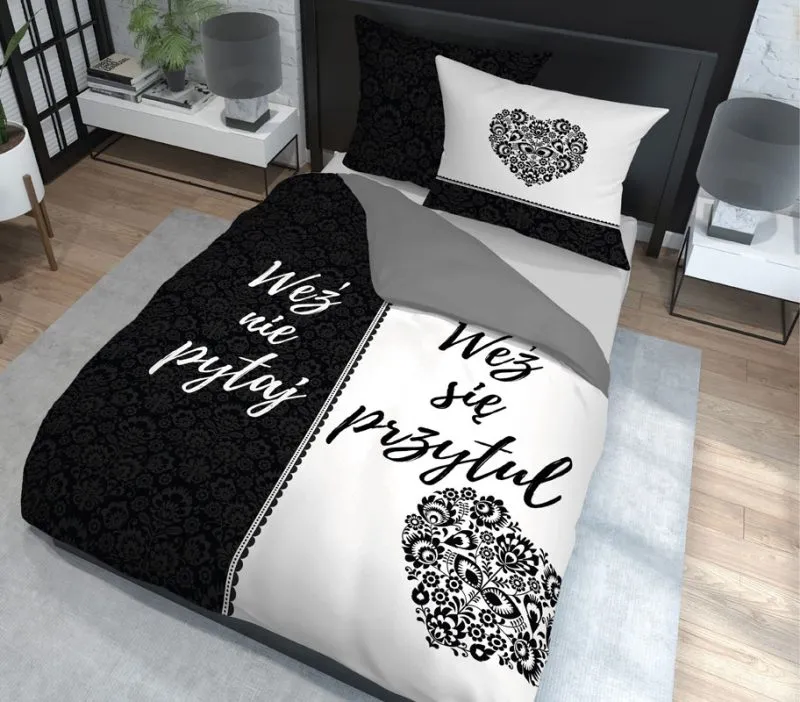 Pościel z napisami Weź się przytul 200x200 + 2x 50x60,