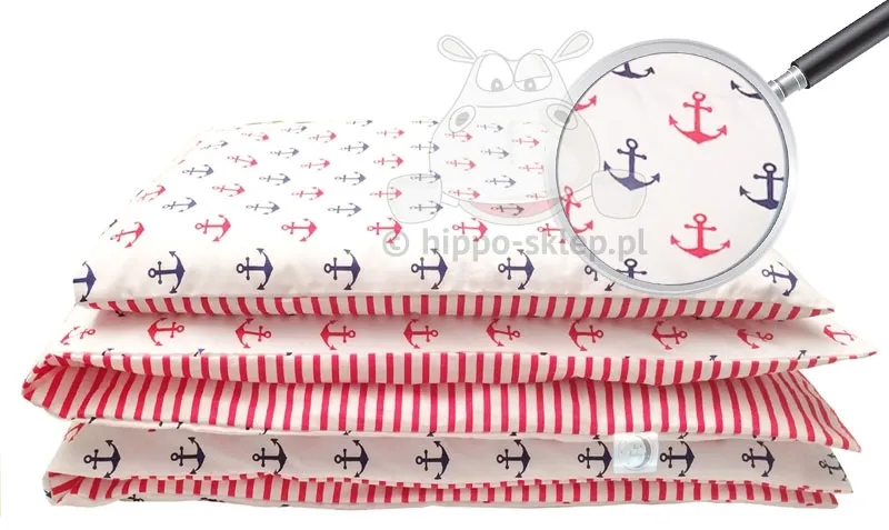 Mała pościel marynarska czerwone kotwice Poldaun