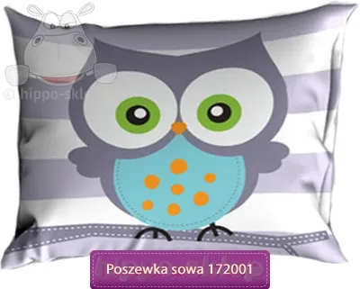 Duża bawełniana poszewka sowa dla dzieci, 70x80 lub 50x60, szara