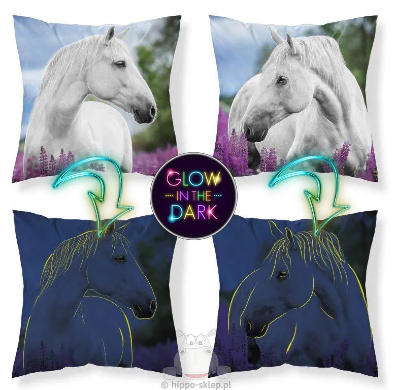 Świecąca poduszka dekoracyjna / powłoczka z konikiem