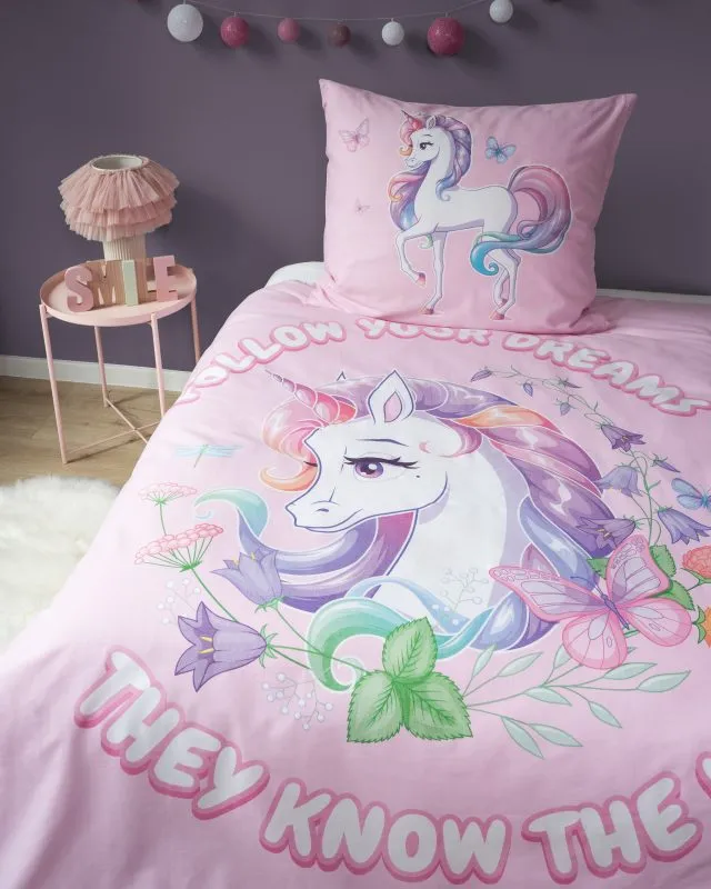 Pościel Unicorn - Jednorożec różowo biały
