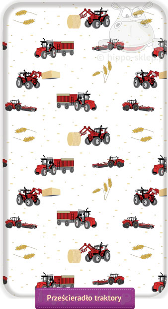 Prześcieradło w traktory - maszyny rolnicze 90x200, białe