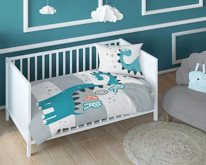 Pościel do łóżeczka z dinozaurem w paski 90x130