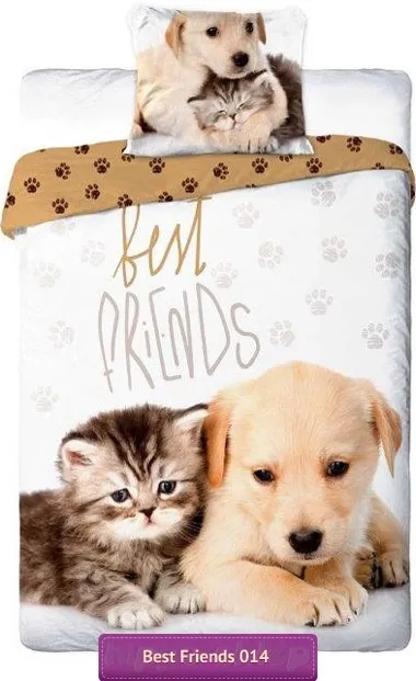 Pościel Best Friends labrador i kot 160x200 i 140x200