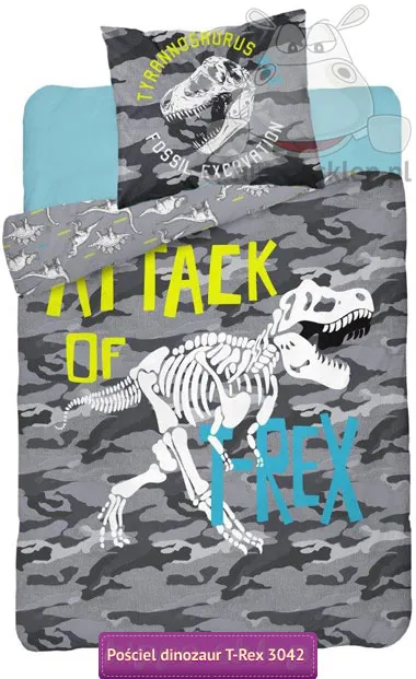 Pościel świecąca w ciemności Dinozaur T-rex, 3042A, 5901685644310
