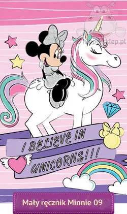 Mały ręcznik do rączek Myszka Minnie z Jednorożcem 30x50