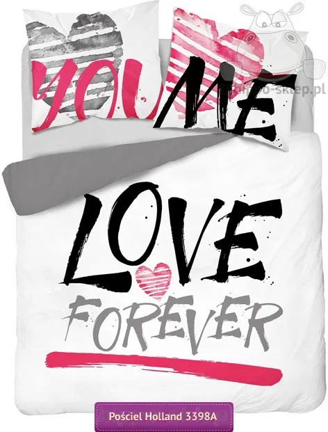 Pościel You & Me miłość na zawsze 160x200 lub 150x200, biała