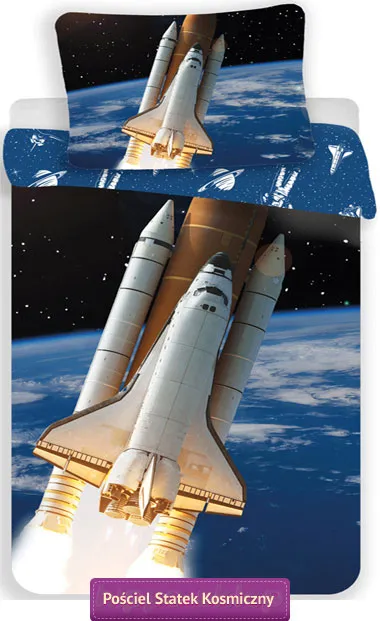 Fluorescencyjna pościel z rakietą dla chłopca 140x200