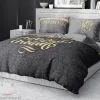 Grafitowa pościel dla dorosłych ze złotymi zdobieniami 160x200 i 150x200
