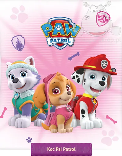 Koc Psi Patrol dla dziewczynki 130x160
