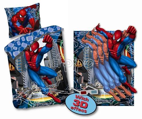 Pościel 3D Spider-man 140x200 lub 160x200, niebieska
