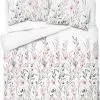 Pościel satynowa z motywem roślinnym 140x200 i 150x200, biała