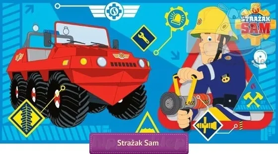 Duży ręcznik Strażak Sam 70x140 cm, niebieski