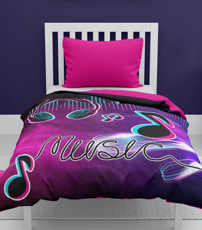 Narzuta muzyczna dla nastolatków 170x210 cm, fioletowa