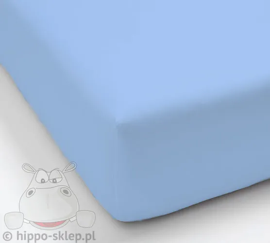 Niebieskie prześcieradło jersey z gumką 80x160 lub 90x180 cm