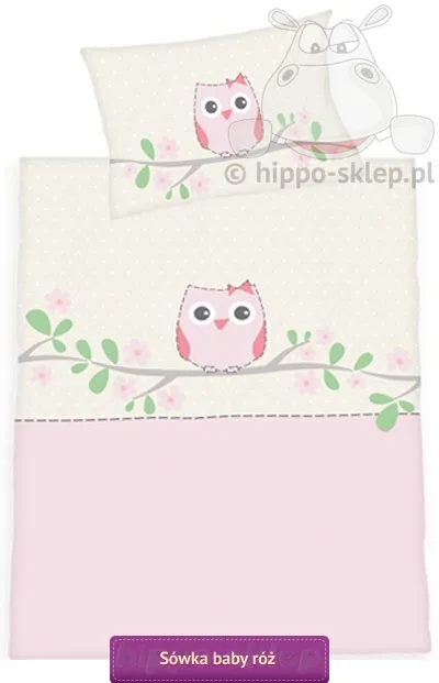 Mała pościel różowa sówka 90x120 i 80x120