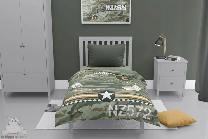 Zielona narzuta w panterkę US Army dla chłopca